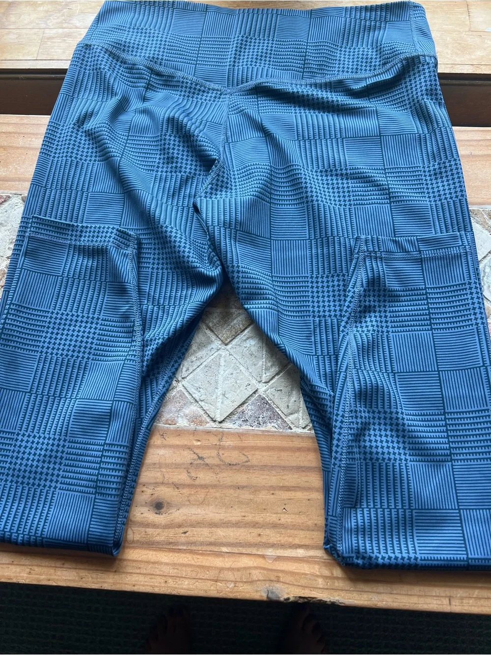 Nike Pro High Rise Ankle Leggings Women's L Geometric Blue Black # 278 -